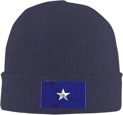 Vista 2 de Bonnie Blue Flag Texture Effect Beanie Hat for Men Women Warm Cozy Knit Skull Cap Acrylic Winter Hats