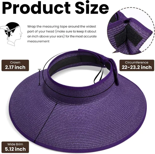 Vista 5 de Simplicity - Sombrero con protección solar UV UPF 50 para mujer, convertible en visera para playa