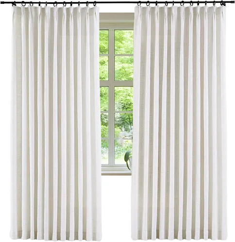Vista 2 de Frelement Cortinas de oscurecimiento de habitación con forro opaco para dormitorio, cortinas plisadas de lino con aislamiento térmico para sala