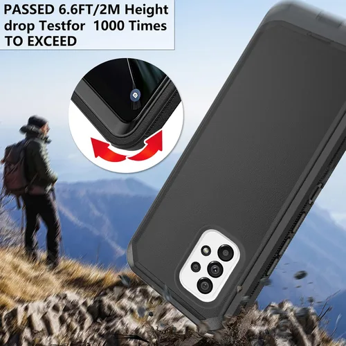 Vista 6 de Asuwish Funda de teléfono para Samsung Galaxy A73 5G 2022 con protector de pantalla de vidrio templado y cubierta para celda, híbrida, resistente, a