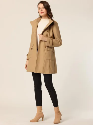 Vista 3 de Allegra K Abrigo de invierno con capucha y cuello alto para mujer