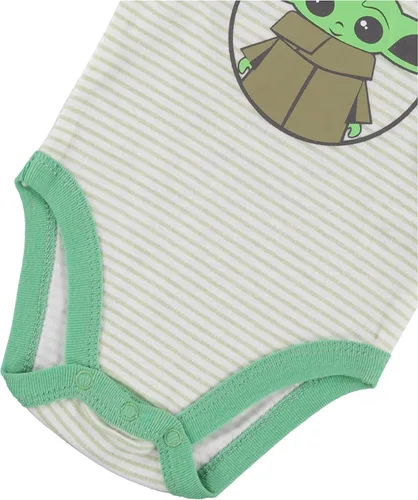 Vista 4 de STAR WARS Baby Yoda Boys' 3 Piece Long Sleeve Bodysuit Pull-on Pants and Accessory