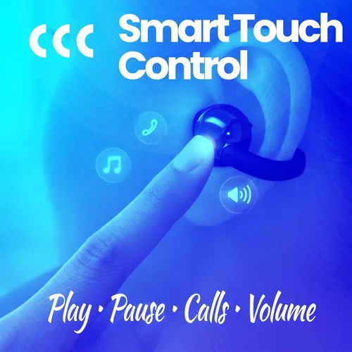 Vista 5 de Auriculares Bluetooth inalámbricos con clip de conducción ósea, BT 5.4 con micrófono, control táctil y de voz, IPX4 resistente al agua, batería de 3