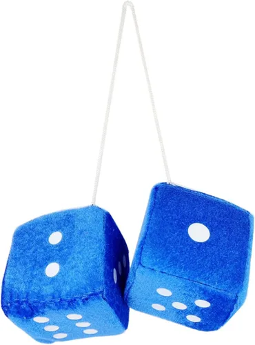 Vista 13 de 1 par de dados de felpa negros peludos de 3 pulgadas clásico vintage [dados nostálgicos de los años 80 para espejo] para espejos interiores