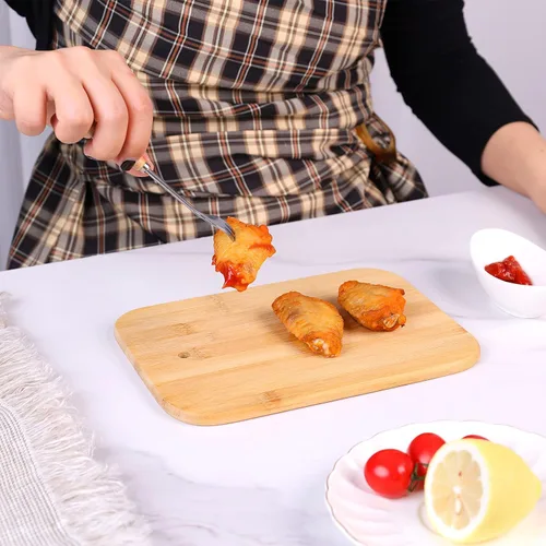 Vista 8 de Juego de tablas de cortar de bambú para cocina,Tablas de cortar pequeñas con soporte,Tablas de servir para sándwich queso comida desayuno