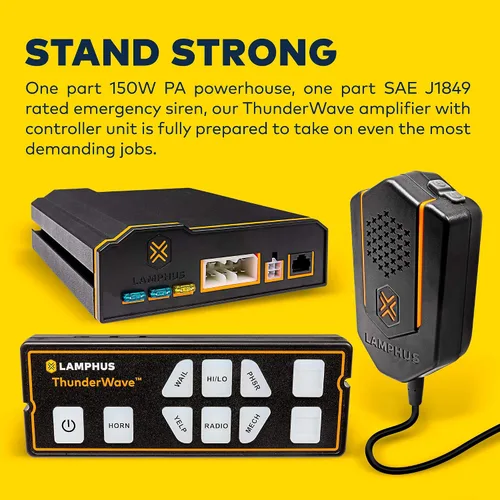 Vista 2 de ThunderWave Amplificador de sirena de policía de emergencia de 150 W [control remoto] [2 interruptores de 15 A] [bocina de aire manos libres]