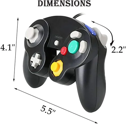 Vista 4 de Reiso 2 paquetes de controladores NGC clásicos con cable para Wii Gamecube naranja claro y verde