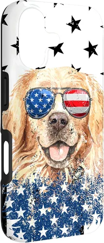 Vista 3 de Golden Retriever American Flag Cream Retriever 4th of July Case for iPhone 17
