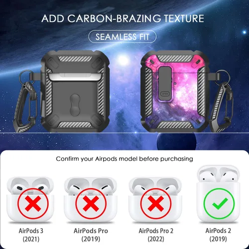 Vista 6 de RFUNGUANGO Funda para AirPods Pro 2 con kit de limpieza y mosquetón, compatible con Airpods Pro de 2ª/1ª generación, compatible con carga