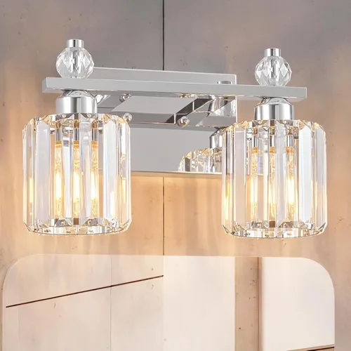Vista 30 de Luces de Tocador de Baño de 3 Luces, Placado Negro, Modernas Luces de Tocador de Cristal para Baño, Luces de Tocador de Cristal para Usar Sobre