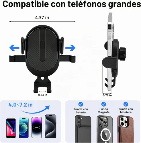 Vista 5 de Soporte de teléfono para automóvil [succión potente mejorada y brazo de abrazadera estable] - Soporte universal ajustable de 360°