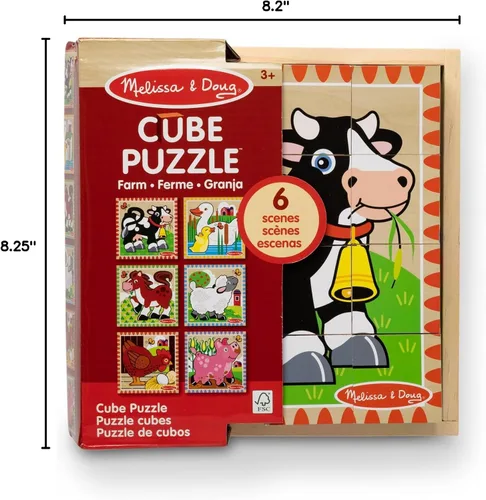 Vista 10 de Rompecabezas en cubo de granja de Melissa & Doug, Multicolor