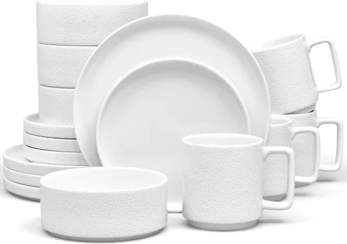 Vista 10 de Noritake ColorTex Stone White - Juego de vajilla de 12 piezas, servicio para 4 personas