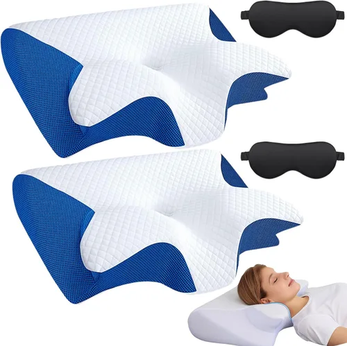 Vista 8 de Restora - Almohada para la apnea del sueño, almohada de tracción cervical Restora, almohada ortopédica de espuma viscoelástica 2 en 1 para aliviar