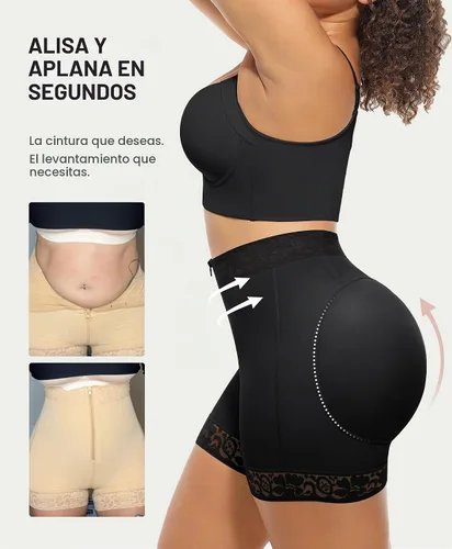 Vista 3 de FeelinGirl - Faja moldeadora para control de abdomen, levantamiento de Negro
