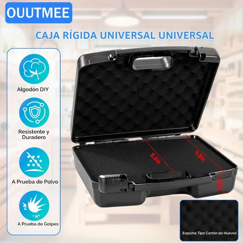 Vista 2 de Funda rígida portátil de 12.2 x 9.85 x 3.77 pulgadas con espuma en dados personalizable, protege equipos, electrónica, herramientas, micrófonos