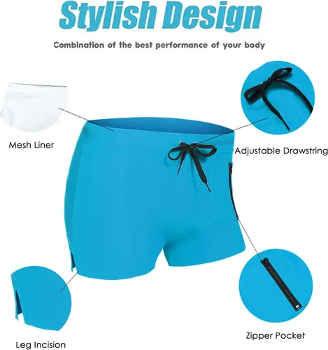Vista 4 de Coofandy - Traje de baño para hombre con bolsillo con cierre de cremallera.