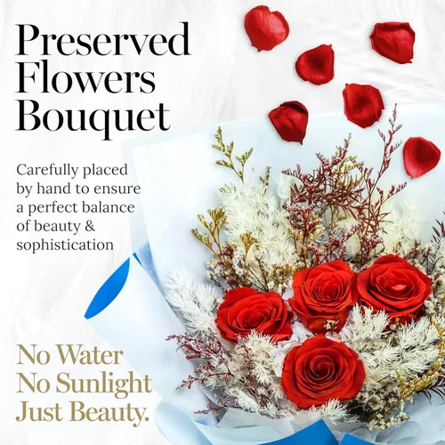 Vista 2 de GLAMOUR BOUTIQUE Ramo de flores preservadas, flores para siempre en una caja con hortensias y más, listo para regalo para aniversario, cumpleaños