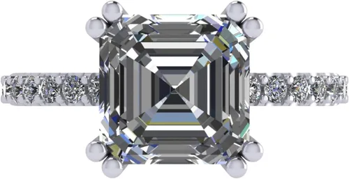 Vista 7 de NANA Jewels Anillos de plata de ley chapados en platino de 1.5-3 quilates con circonita cúbica ovalada y corte princesa Asscher Oro macizo de 10
