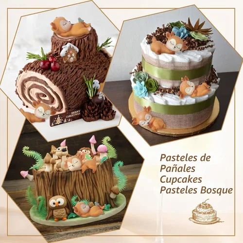 Vista 3 de 12 piezas de figuras de ciervos para decoración de pasteles para baby