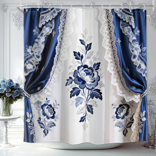 Vista 12 de Cortina de ducha floral roja para baño, 60 pulgadas de ancho x 72 pulgadas de largo, flor de cerezo, ciruela, estética asiática, japonesa, acuarela
