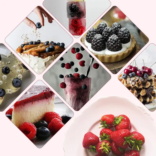 Vista 5 de 52 piezas de frutas artificiales falsas, incluye fresas falsas, arándanos falsos, frambuesas falsas, cerezas falsas, reutilizables, impermeables