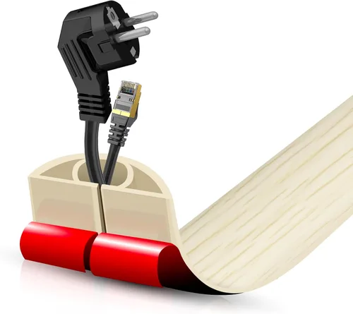 Vista 41 de Cubierta autoadhesiva para cables de suelo, gestión de cables de 3.3 pies, protector de tira de extensión para cables, evita tropiezos de cables
