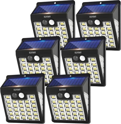 Vista 9 de Luces solares al aire libre, luz de pared con sensor de movimiento de 72 LED, IP65 impermeable y 3 modos de iluminación, luz de seguridad