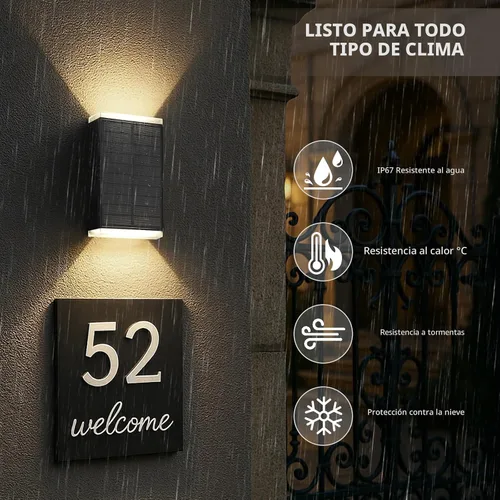Vista 8 de Lámpara solar de pared para exteriores, 3000/4000/6000K, 3 modos de iluminación del atardecer al amanecer, aplique de pared IP67, impermeable