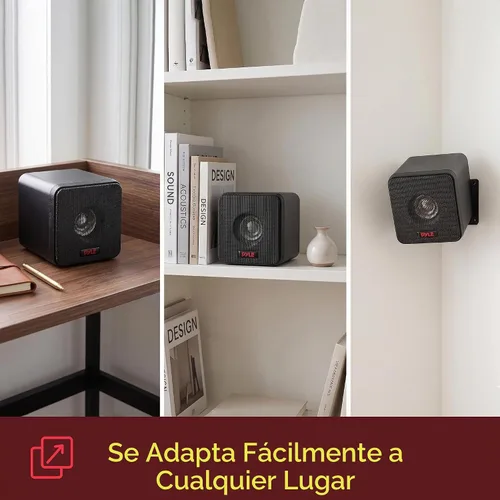 Vista 3 de Pyle Home Mini Cube - Altavoces para estantería de 4 pulgadas, controlador de cono de papel, potencia de 200 vatios, impedancia de 8 ohmios