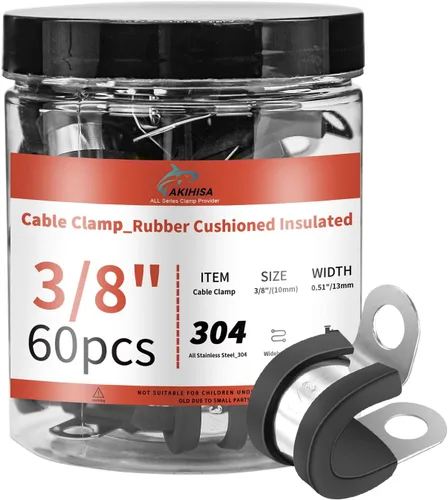 Vista 8 de AKIHISA 12 piezas de abrazaderas de cable de 1-1/2 pulgadas, abrazaderas de conducto de acero inoxidable 304, para cable, tubo, manguera, línea