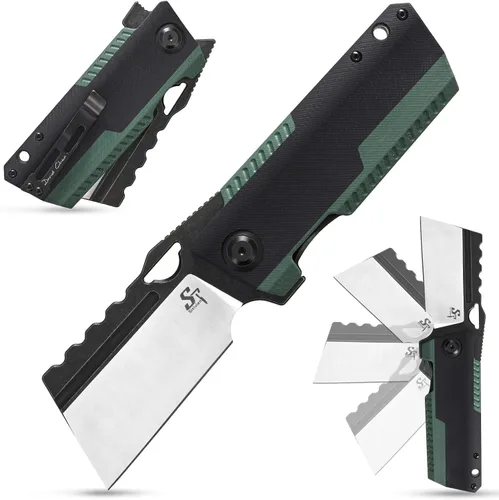 Vista 9 de Sitivien Cuchillo plegable ST155, hoja de acero Sandvik 14C28N, mango Micarta EDC herramienta cuchillo cuchillo de bolsillo para pesca, campamento
