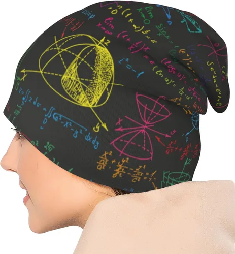 Vista 6 de Math Science Formulas Beanie Hat para hombres y mujeres, gorro de invierno cálido sombrero de punto holgado grueso gorra de calavera, Fórmulas