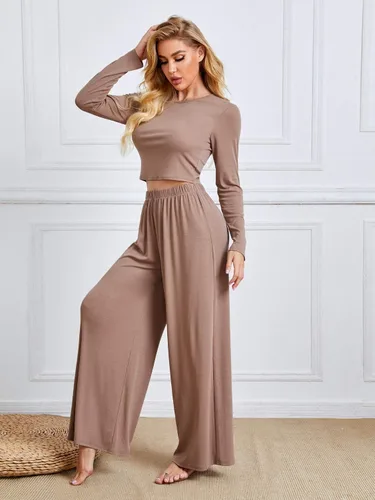 Vista 3 de Floerns - Pantalones de pijamas de manga larga para mujer