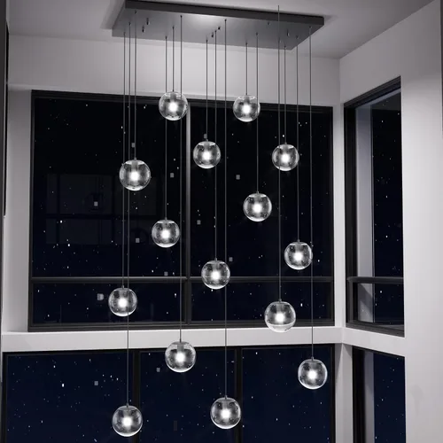 Vista 31 de ykolupty Lámpara colgante negra de 1 luz moderna de globo de vidrio gris ahumado, luces colgantes para isla de cocina, luces colgantes ajustables