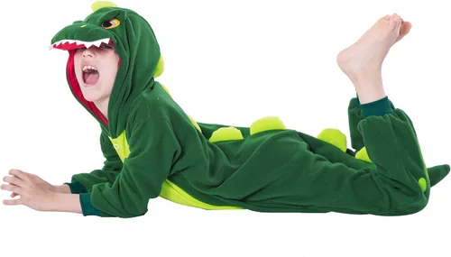 Vista 6 de Spooktacular Creations Pijama unisex de dinosaurio para niños, disfraz de dinosaurio de felpa, disfraz de Halloween, fiesta, juego de rol