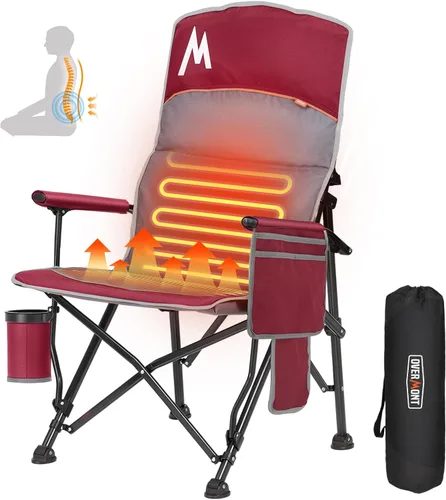 Vista 15 de Overmont Silla de camping climatizada con respaldo alto - 3 niveles de calor Calefacción por separado de 2 zonas - Soporte de 450 libras Silla