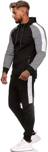 Vista 3 de Conjunto deportivo de 2 piezas para hombre, conjunto deportivo con cremallera, conjunto de pantalones deportivos para correr, conjunto deportivo