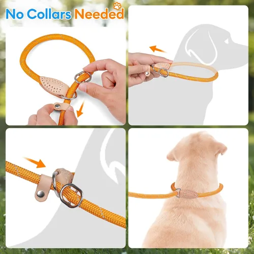 Vista 6 de Grand Line Correa antideslizante para perro, correa de entrenamiento para perro sin tirones con cuerda reflectante de 5 pies, duradera y sin collar