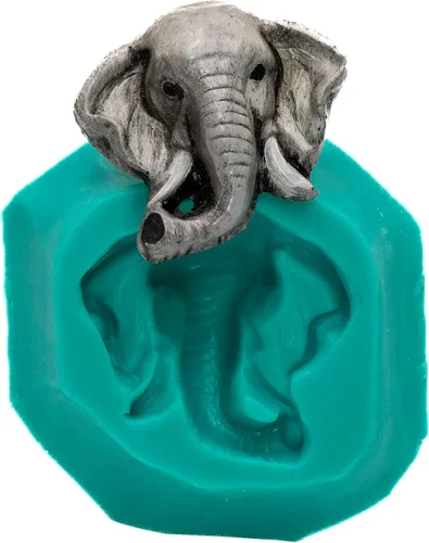 Vista 5 de Molde de silicona con cabeza de elefante, pasta de fondant, menta, arcilla de resina, tamaño perfecto para cupcakes, joyas de dulces