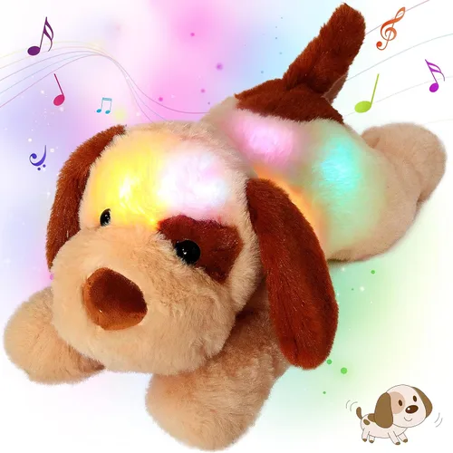 Vista 11 de Oso de peluche con luces LED brillantes, luz nocturna musical, juguete de peluche canta canciones de cuna, regalos de Navidad, para cumpleaños