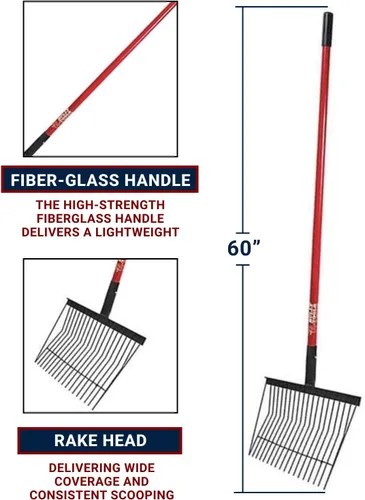 Vista 5 de Bully Tools Herramienta de horquilla de parada, horquilla de acero resistente de 18 resortes con mango largo de fibra de vidrio, ideal