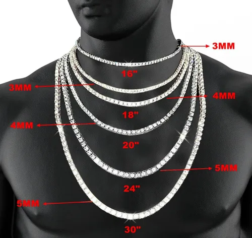 Vista 5 de HH BLING EMPIRE - Collar de cadena con diamantes de imitación brillantes de color dorado y plateado, collares para hombres, mujeres y adolescentes