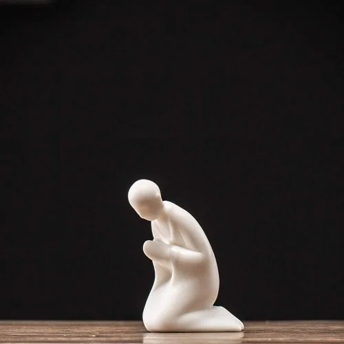 Vista 2 de KJYHXX Estatuas de Buda Zen de porcelana blanca, figura creativa de monje, cerámica, manualidades, ornamento decorativo, accesorios de decoración