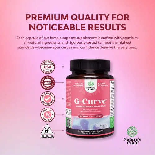 Vista 6 de Natures Craft G Curve Horny Goat Weed para Mujeres - Mezcla Femenina Vigorizante con Raíz de Maca Femenina y Tribulus Terrestris Energía Mejorada