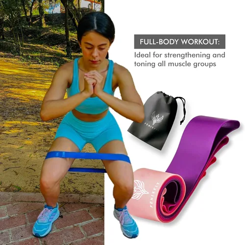 Vista 5 de Fitness Elastic Bands, Set of 5 Resistance and Muscle Bands 100% Latex Exercise Bands for Yoga, Pilates, Buttocks, Arms and Legs.