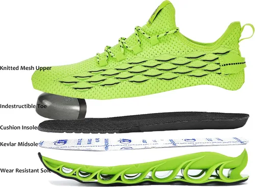 Vista 3 de Zapatos de trabajo ligeros para hombre, zapatos indestructibles con punta de acero, zapatos de seguridad de malla transpirable a la moda, zapatos