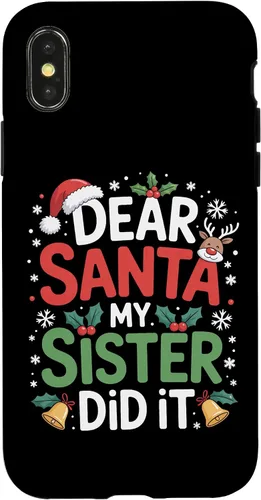 Vista 5 de Dear Santa My Sister Did It Christmas Sibling Humor Parents Case for iPhone 16