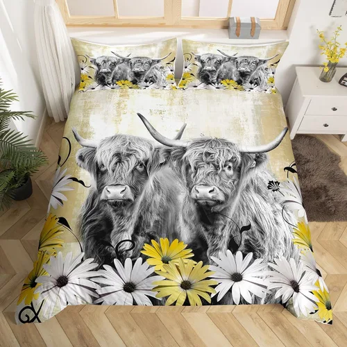 Vista 45 de Funda de edredón de oso de caza, tamaño individual, juego de ropa de cama rústica de animales del bosque para niños y niñas, funda de edredón a Oso