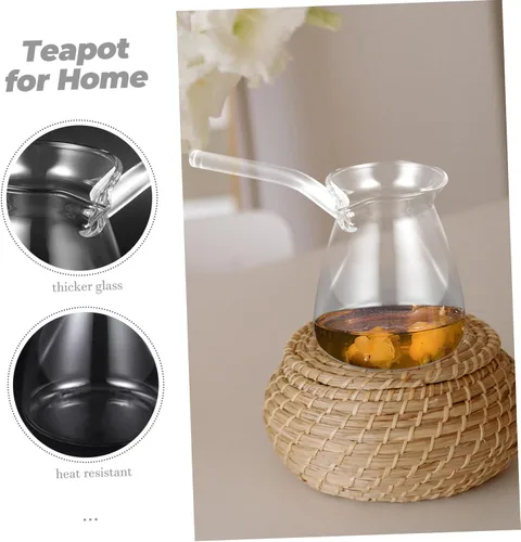 Vista 5 de Healeved Tetera de cristal elegante de la resistencia al calor del pote 15.2 fl oz de café preparado a mano para el hogar
